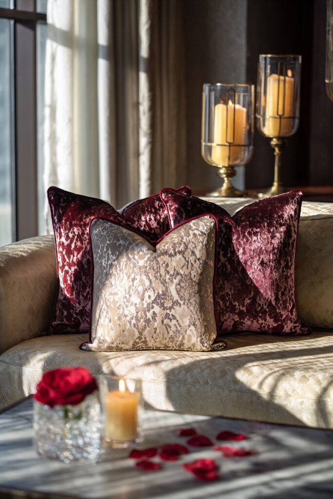 Sophisticated Burgundy Velvet Living Room Elegance