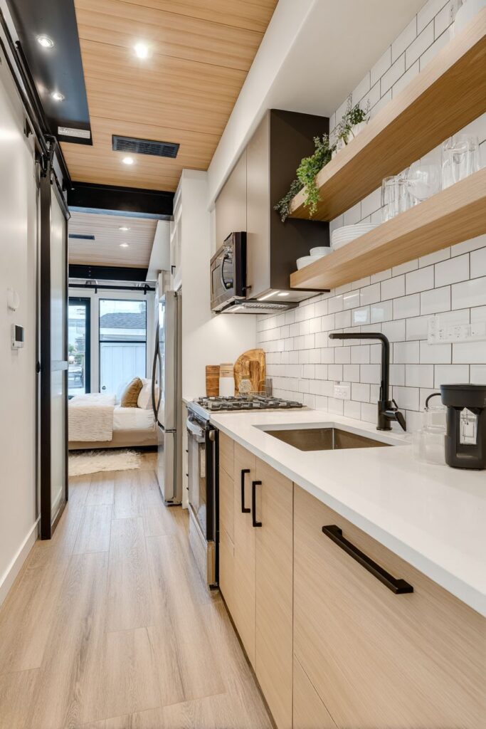 Compact Galley Kitchen Light Maple Efficiency