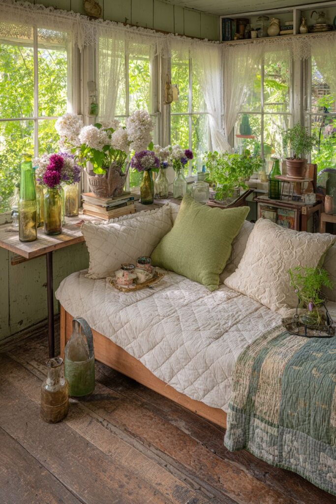 Window Wall Garden Display with Vintage Collections