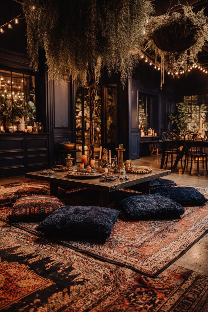 Meditation Corner with Jewel-Toned Floor Cushions