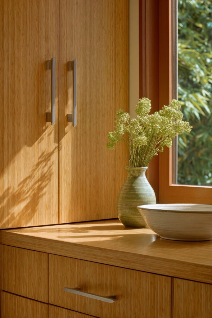 Sustainable Bamboo Cabinets with Natural Finish