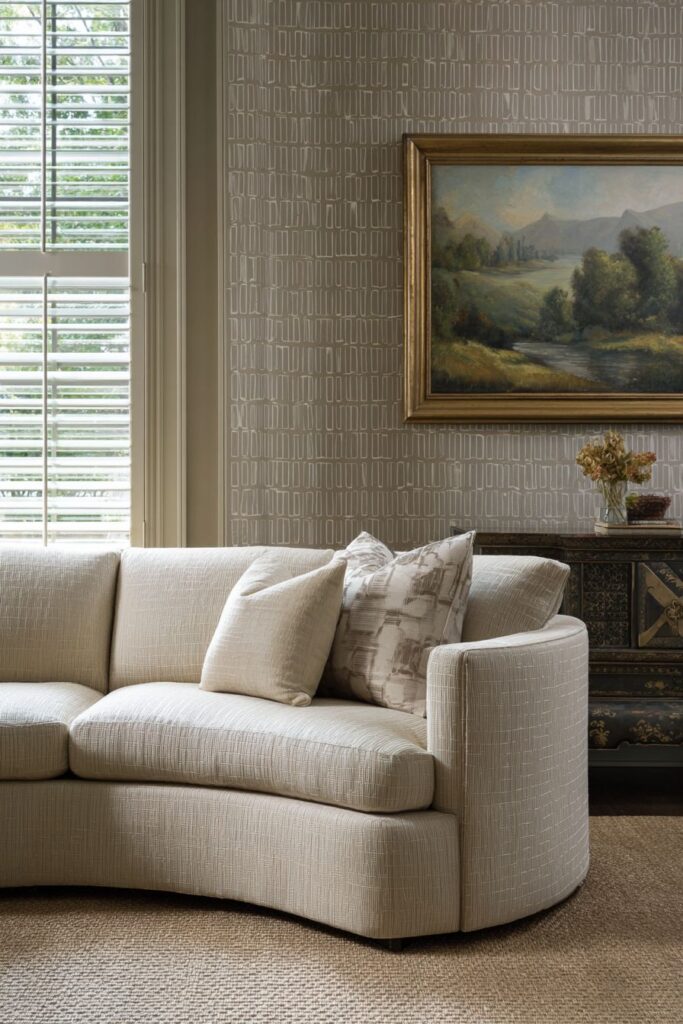 Curved Comfort with Hand-Painted Heritage