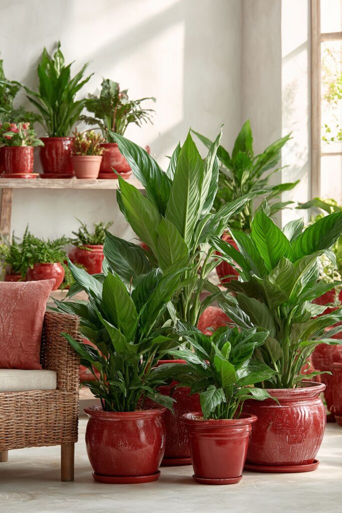 Red Ceramic Plant Display Living Garden