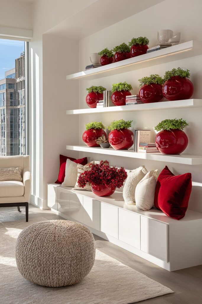 Red Ceramic Plant Display Living Garden