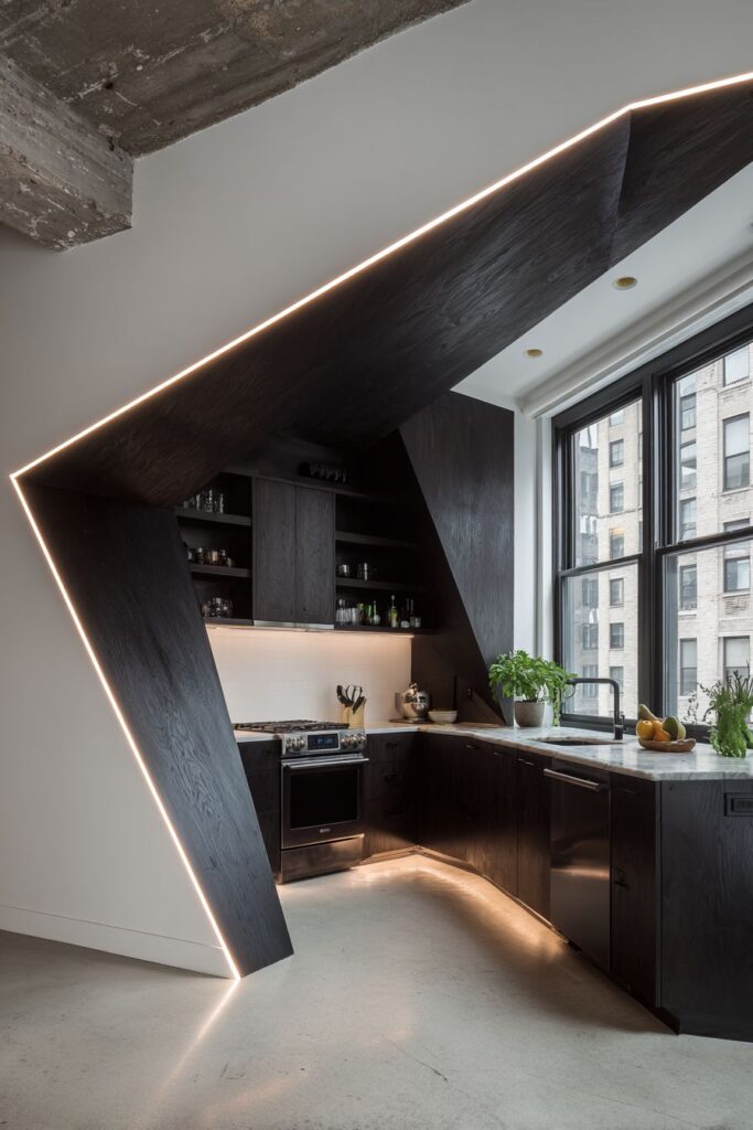 Contemporary Loft Dramatic Ebony Monolithic Design