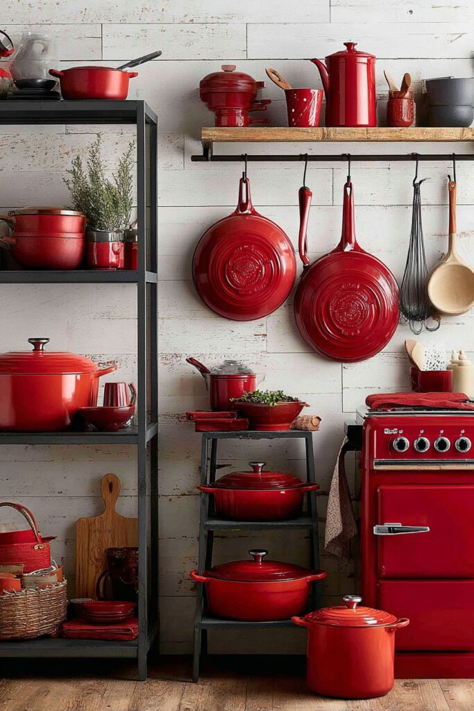 Red Cooking Utensil Displays