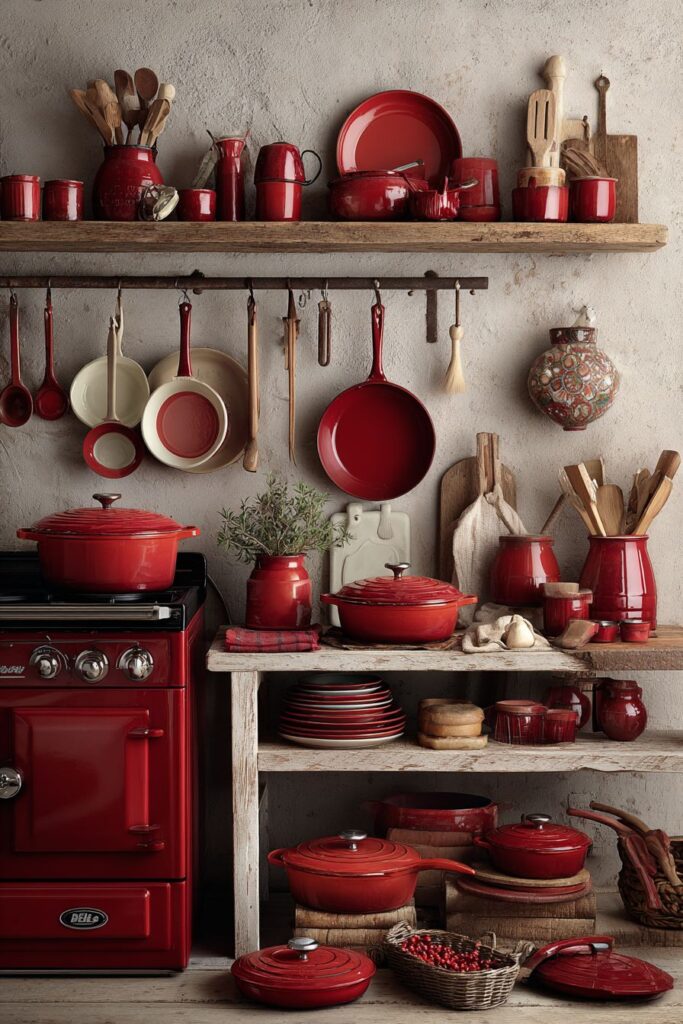 Red Cooking Utensil Displays