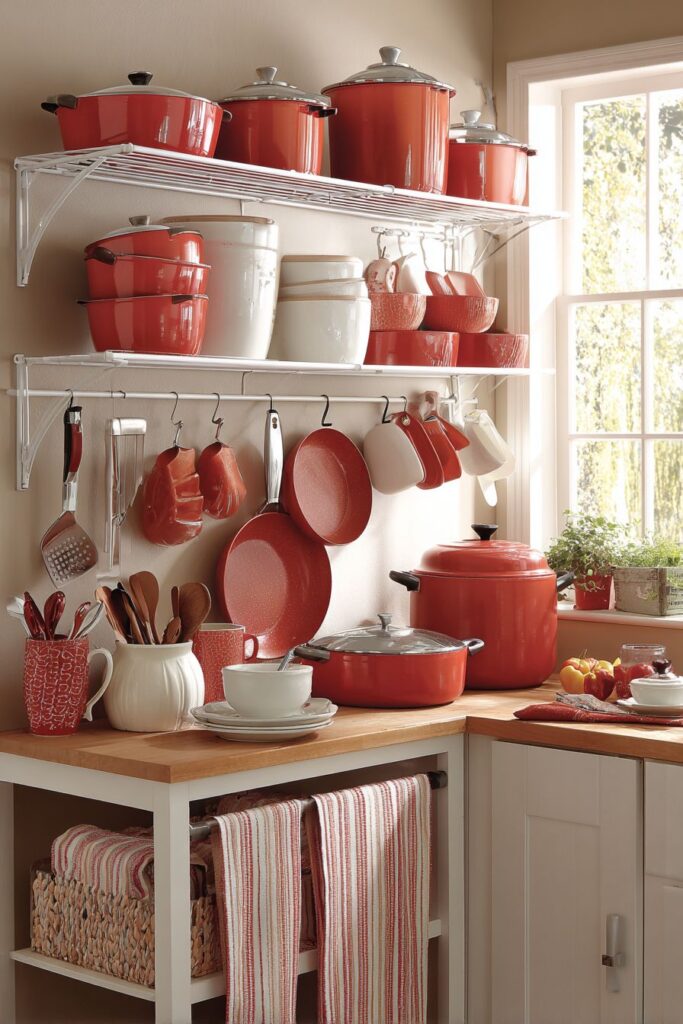 Red Cooking Utensil Displays