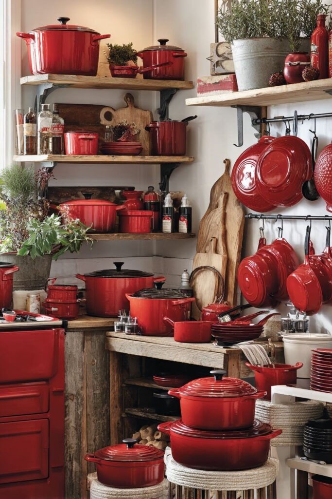Red Cooking Utensil Displays