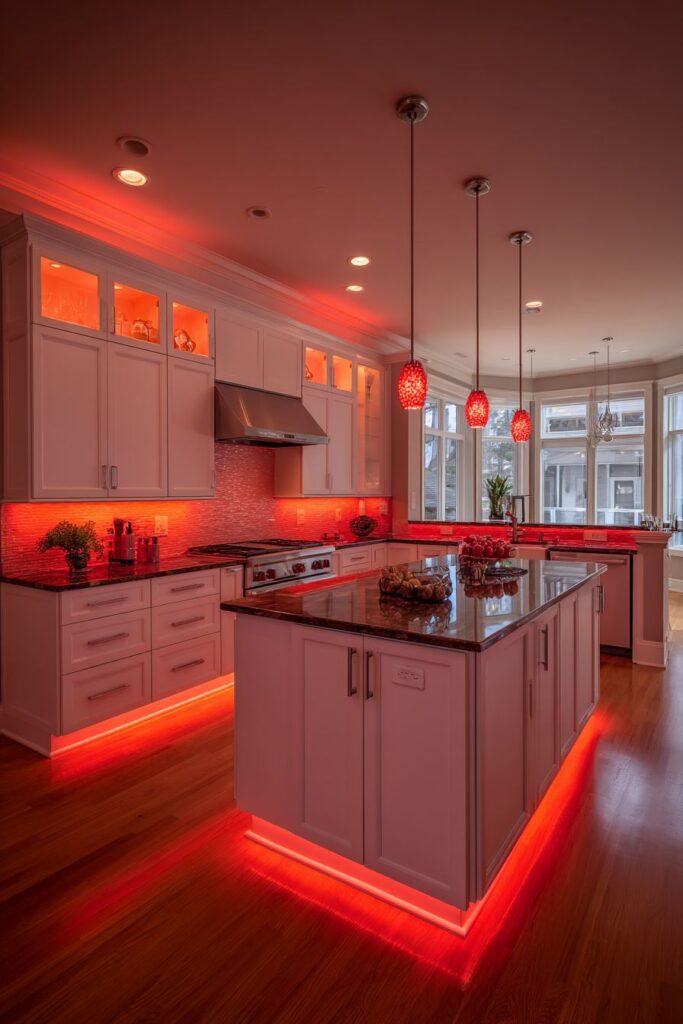 Red Lighting Fixture Drama