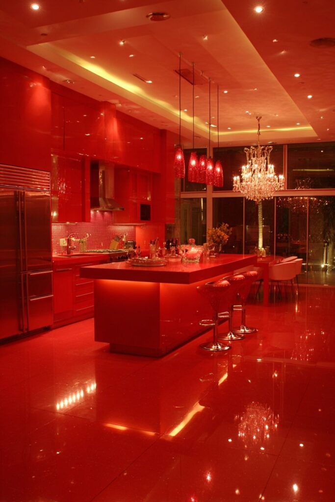 Red Lighting Fixture Drama