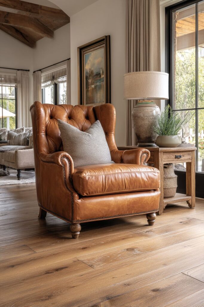 Farmhouse Warmth: Timeless Leather Comfort