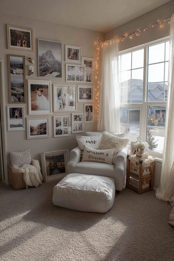 Memory Wall Gallery with Fairy Light Accents