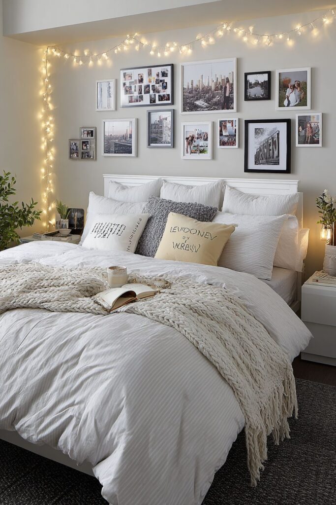 Memory Wall Gallery with Fairy Light Accents