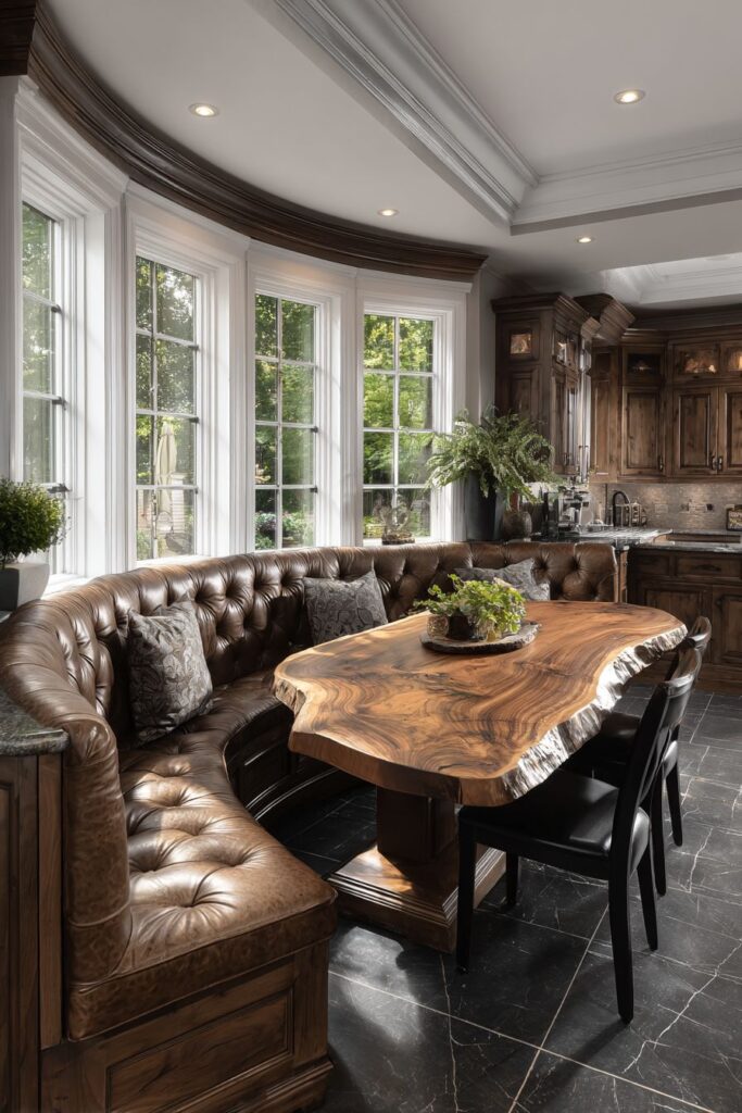 Cozy Breakfast Nook with Cognac Leather