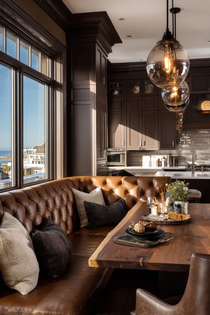 Cozy Breakfast Nook with Cognac Leather