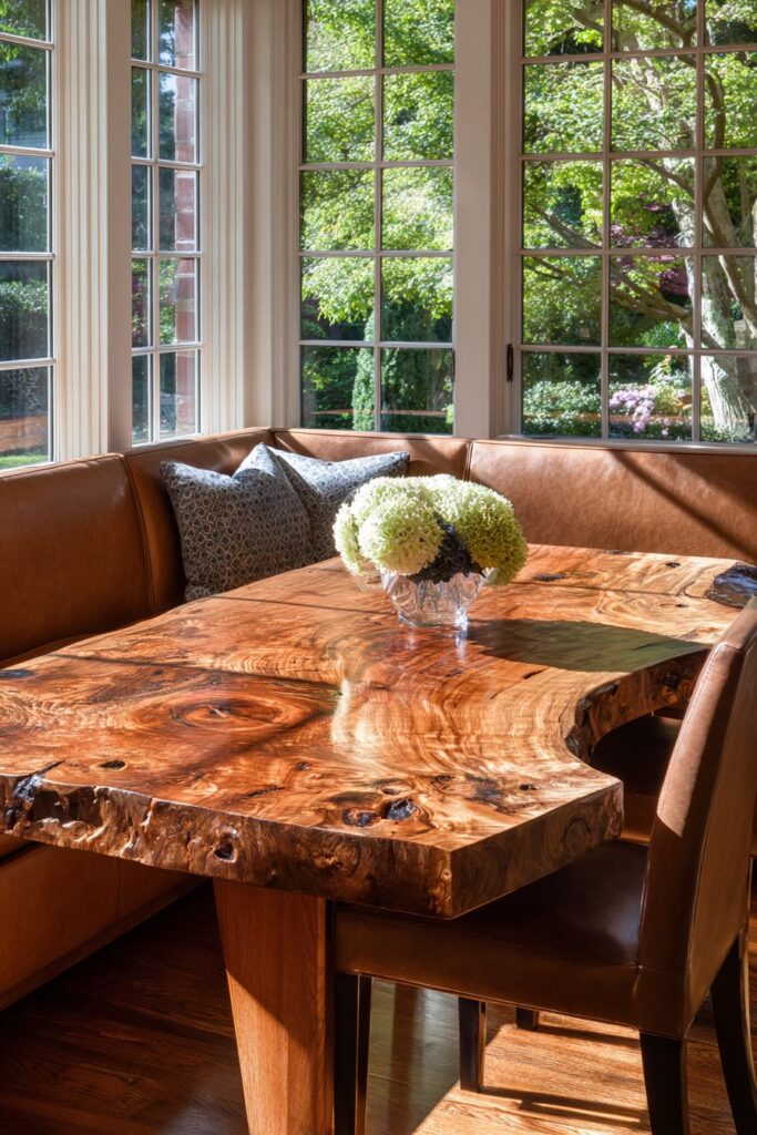 Cozy Breakfast Nook with Cognac Leather