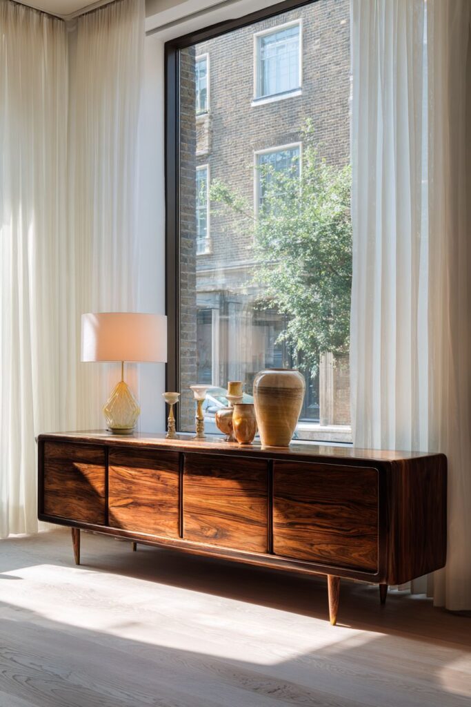 Mid-Century Modern Walnut Buffet with Tapered Legs