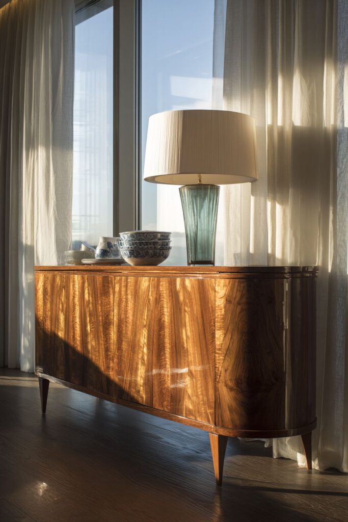 Mid-Century Modern Walnut Buffet with Tapered Legs