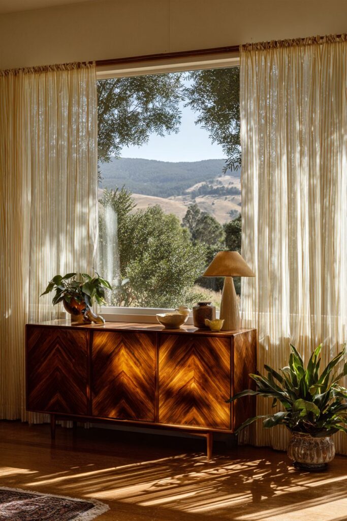 Mid-Century Modern Walnut Buffet with Tapered Legs