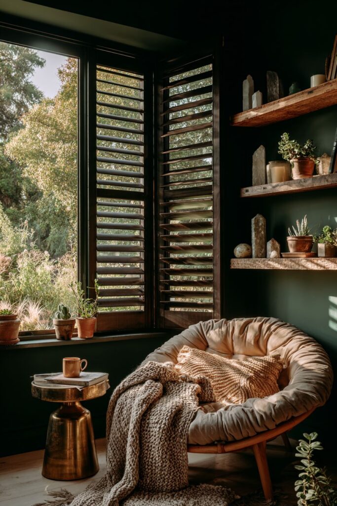 Forest Green Reading Nook with Papasan Comfort