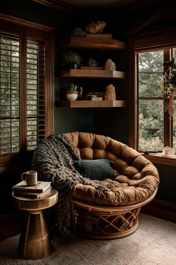 Forest Green Reading Nook with Papasan Comfort