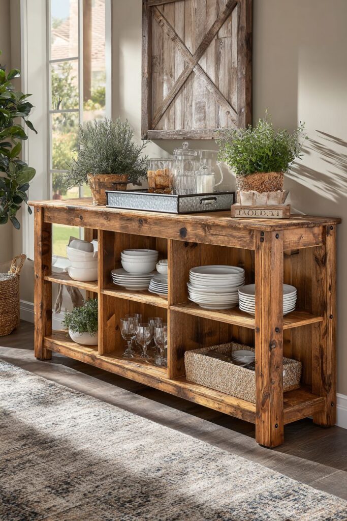 Farmhouse-Style Console with Reclaimed Pine Charm