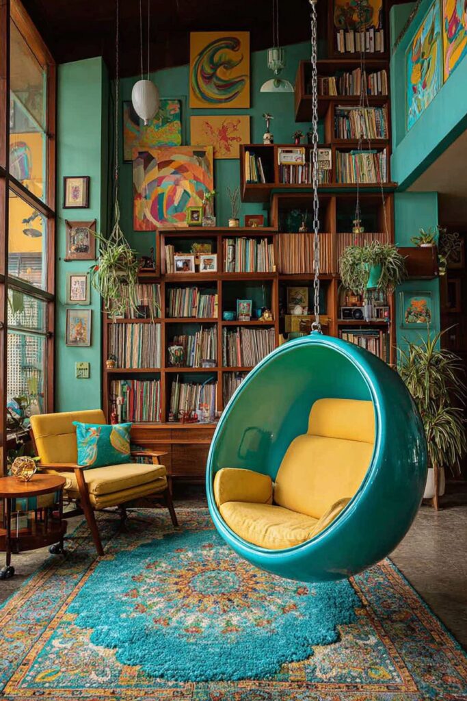 Psychedelic Maximalist Paradise with Suspended Seating