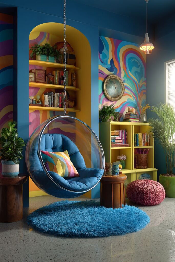 Psychedelic Maximalist Paradise with Suspended Seating