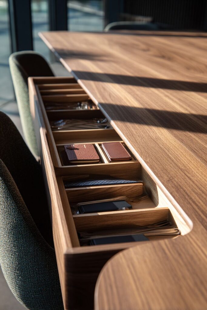 Rectangular Table with Integrated Storage Drawers