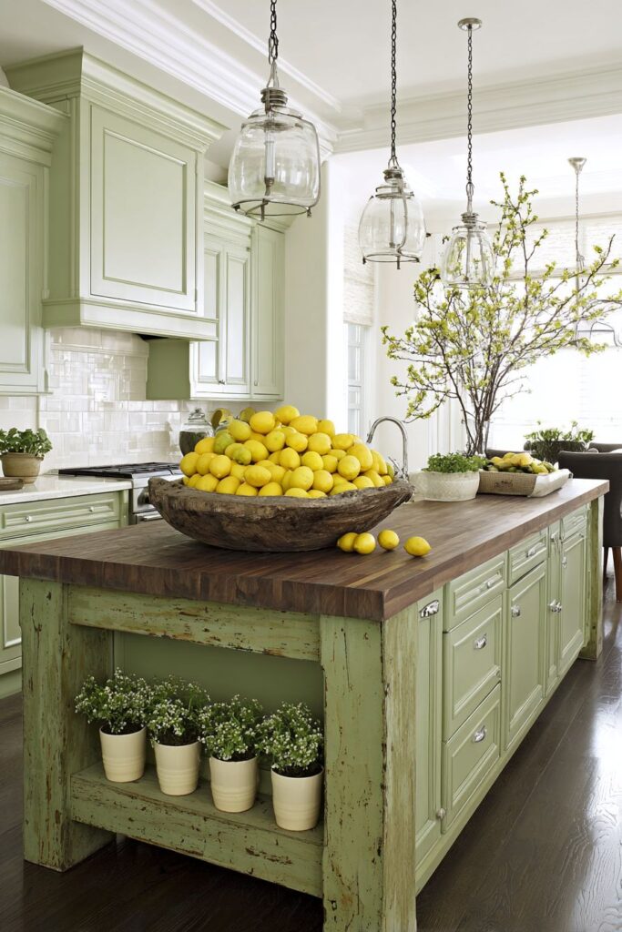 Sage Green Farmhouse Island Centerpiece