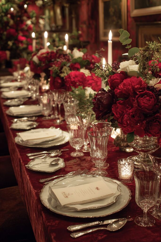 Burgundy Opulence with Vintage Silver