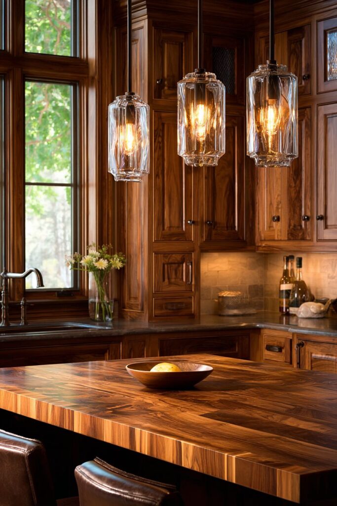 Transitional Walnut Kitchen Island Sophistication