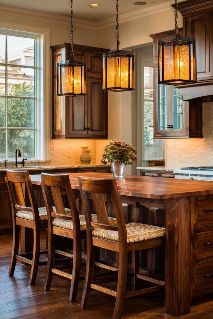 Transitional Walnut Kitchen Island Sophistication