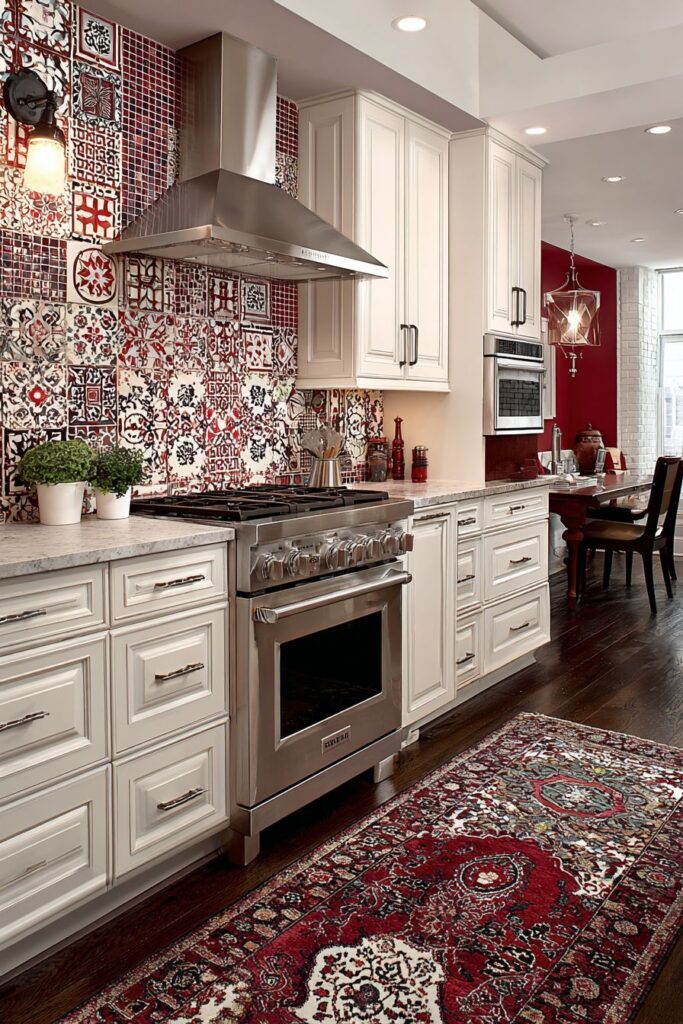 Red Mosaic Tile Artistry