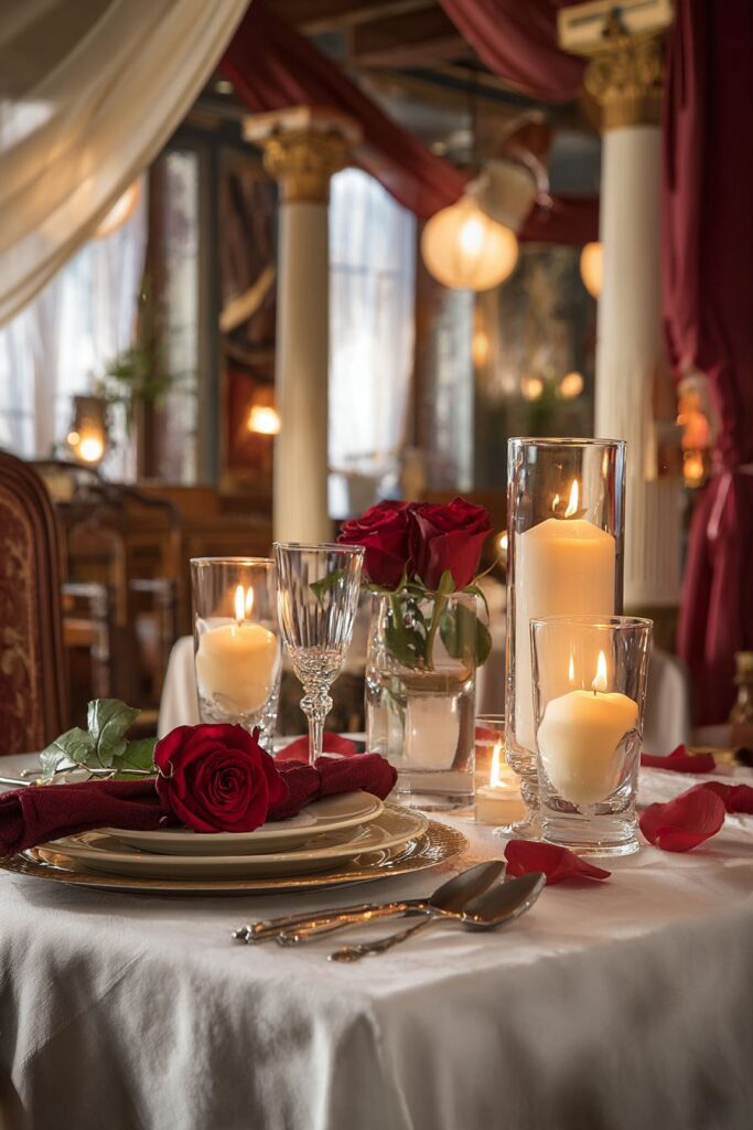 Intimate Dining Room for Two with Candlelight