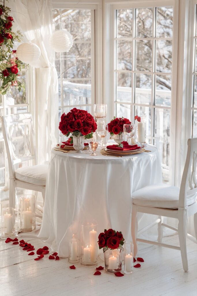 Intimate Dining Room for Two with Candlelight