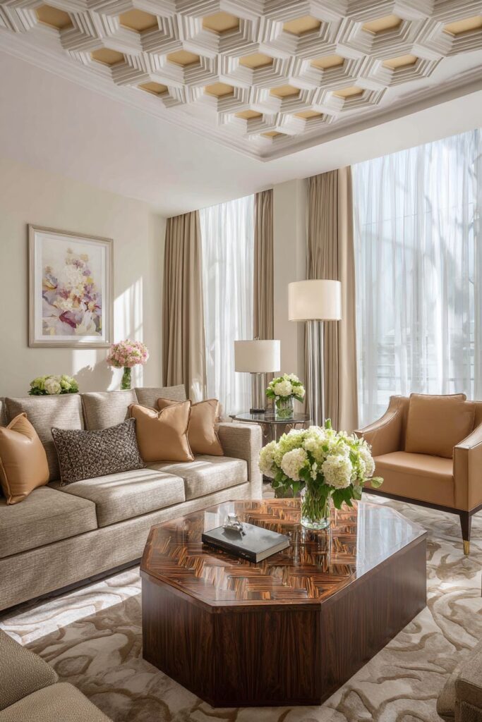 Ceiling Drama with Graduated Geometric Splendor