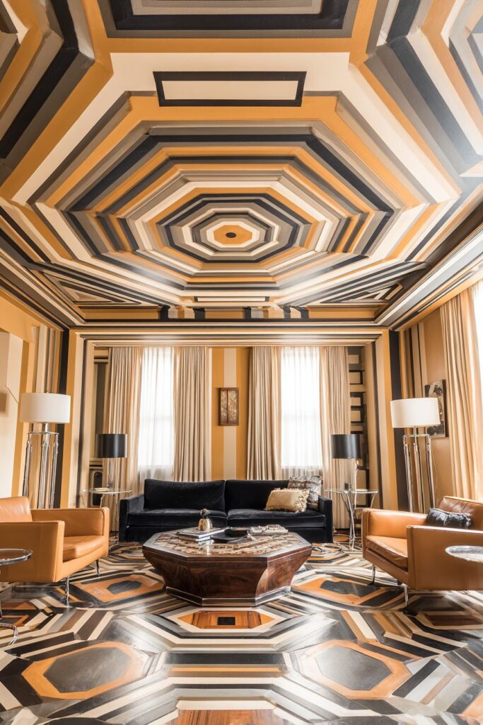 Ceiling Drama with Graduated Geometric Splendor