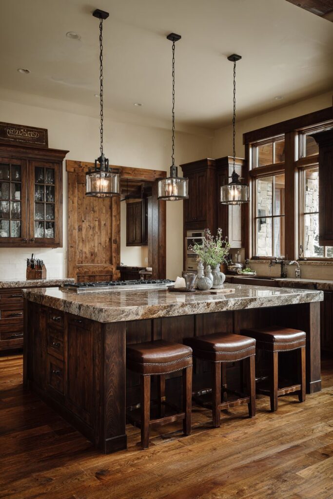 Waterfall-Edge Island with Two-Tone Cabinetry