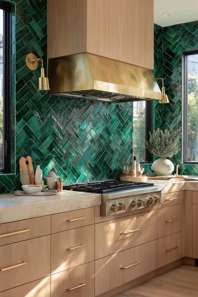 Handmade Ceramic Tile Backsplash Feature