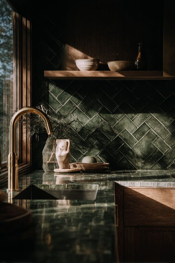 Handmade Ceramic Tile Backsplash Feature