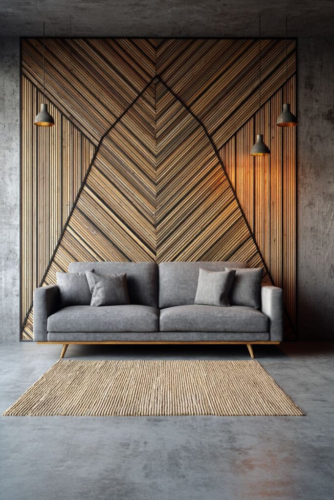 Vertical Wood Slat Paneling Accent Wall