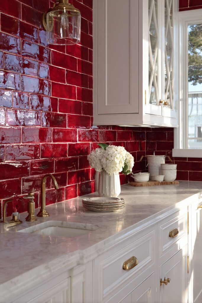 Artisanal Red Tile Backsplash