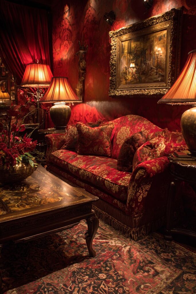 Traditional Red Damask Timeless Elegance