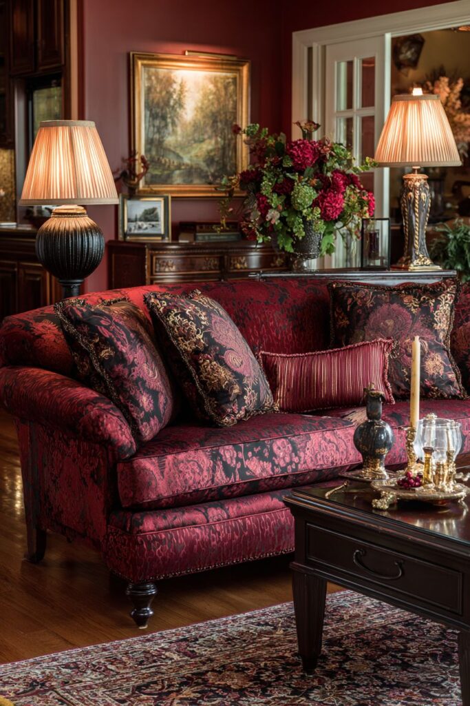 Traditional Red Damask Timeless Elegance