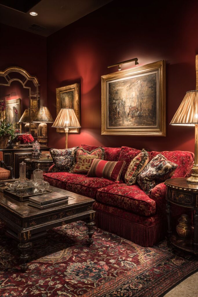 Traditional Red Damask Timeless Elegance