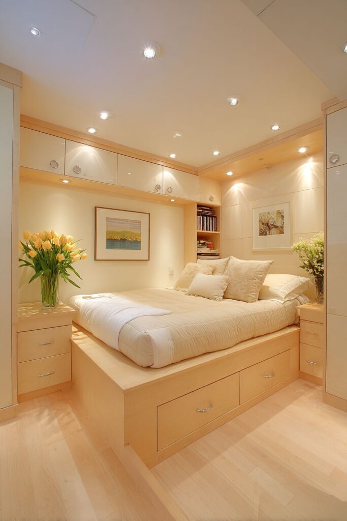 Platform Bed Bedroom with Integrated Storage Solutions