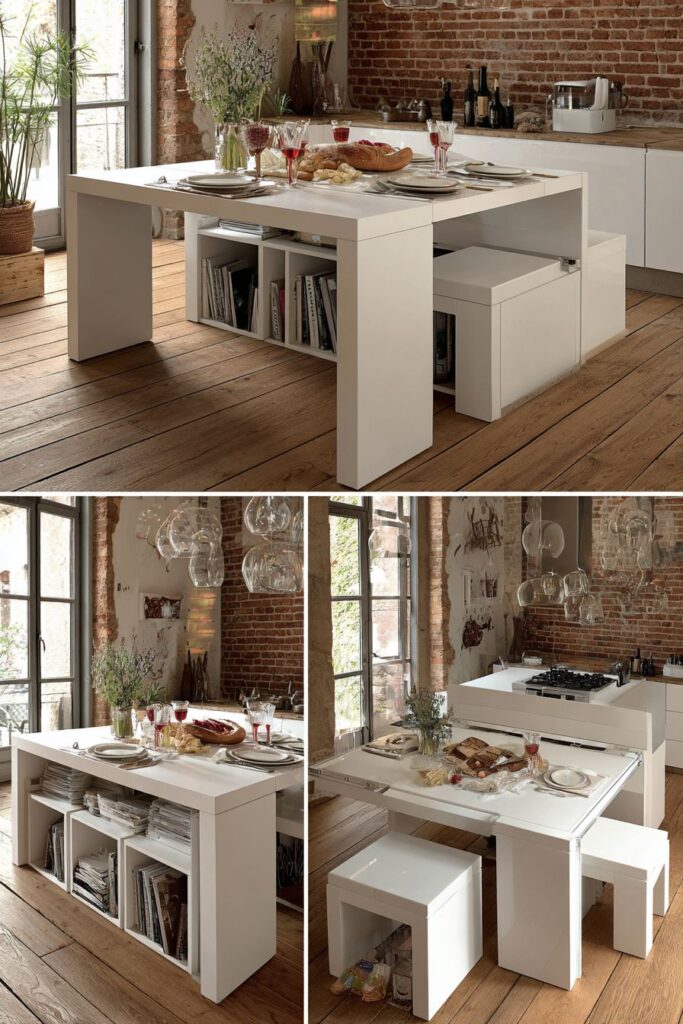 Multifunctional Console Table with Pull-Out Leaves