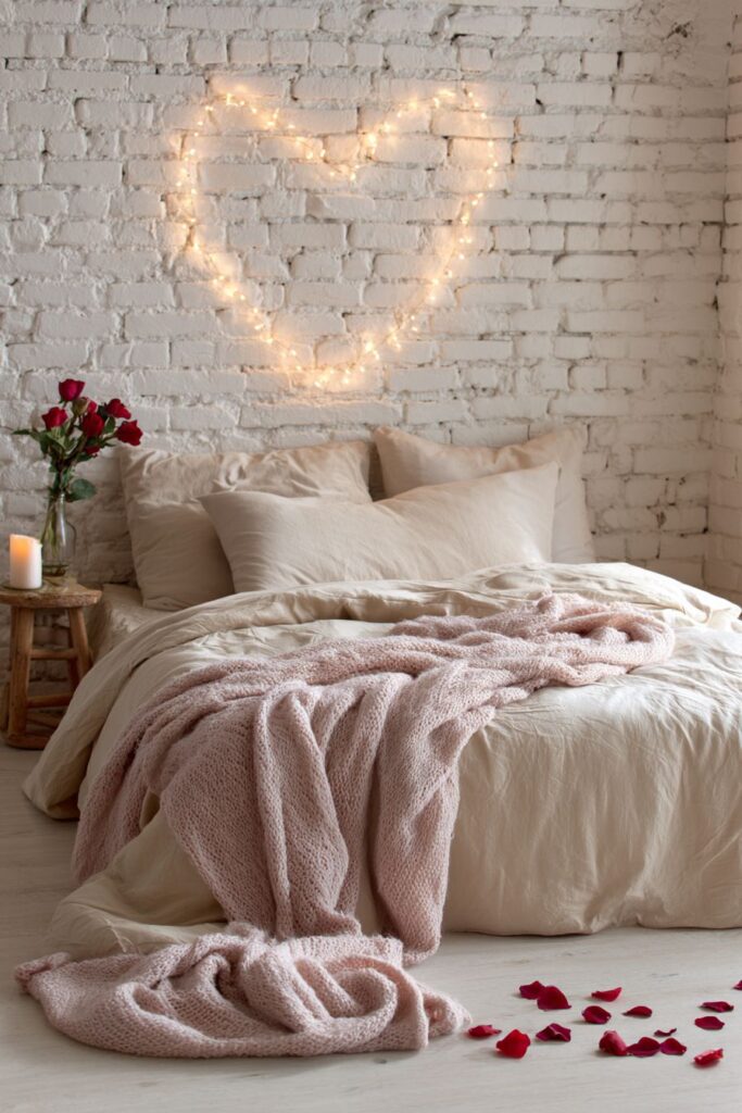 Cozy Apartment Heart Wall with String Light Art